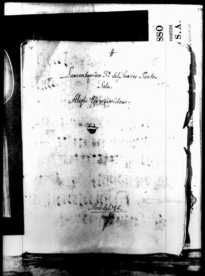 Miniatura de Esteban Ponce de León - 3ª Lamentación. Jueves-Aleph. 1746