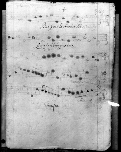 Miniatura de Tomás de Torrejón y Velasco - Quando el bien que adoro