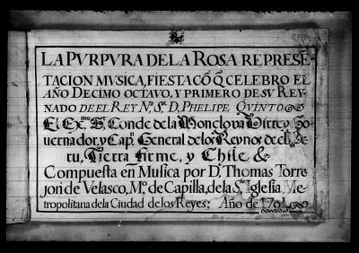 Miniatura de Tomás Torrejón y Velasco/Juan Hidalgo - La púrpura de la rosa