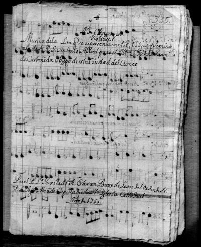 Miniatura de Esteban Ponce de León - Música de la Loa Borda de perlas y aljofar 1750